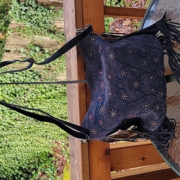 New Scully Suede Beaded Fringe Hobo - Picture 1 of 6